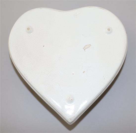A Wemyss cabbage rose pattern heart shaped ink stand, early 20th century, length 18cm